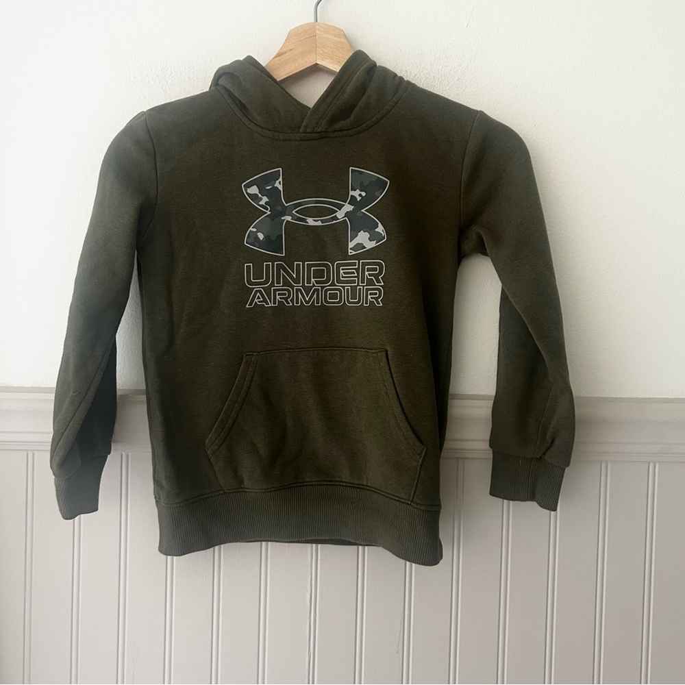 Under Armour Kids Boys Size 6 Olive Green Camo Hoodie Sweatshirt
